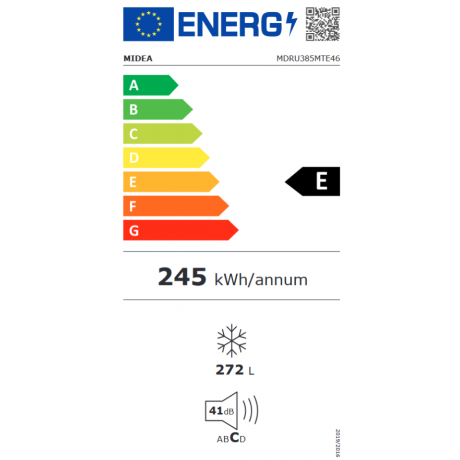 Midea MDRU385MTE46 Κάθετος Καταψύκτης 272Lt No Frost Υ185 x Π59,5 x Β61,8cm Inox